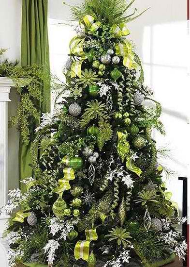 christmas tree with lime green tree decorating idea.